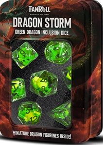 Dragon Storm Inclusion Resin Dice Set: Green Dragon (7)