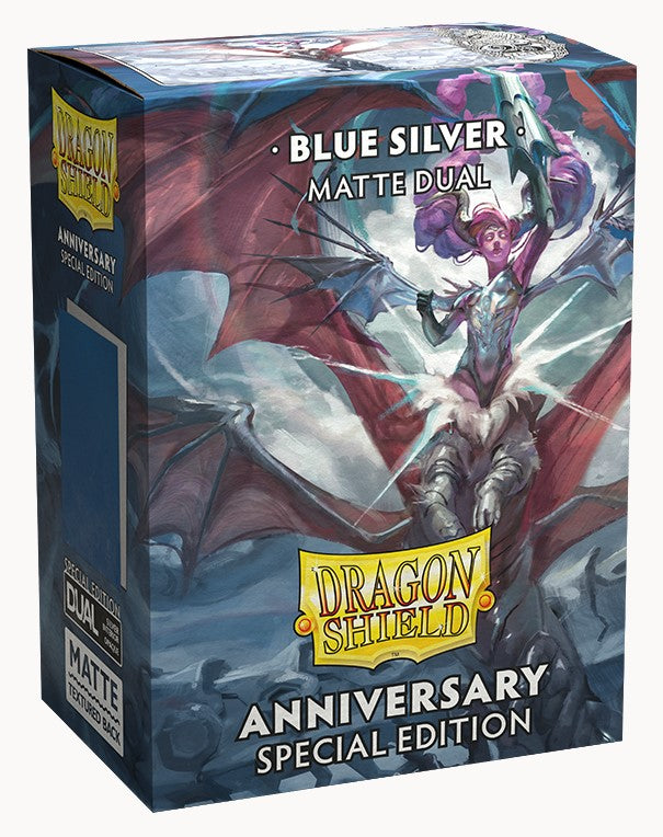 Dragon Shields: (100) Matte Dual - Cobalt / Silver (DISPLAY 10)