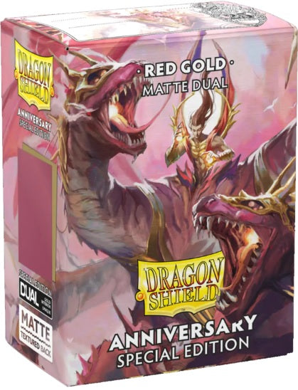Dragon Shields: (100) Matte Dual - Pomegranate / Gold (DISPLAY 10)