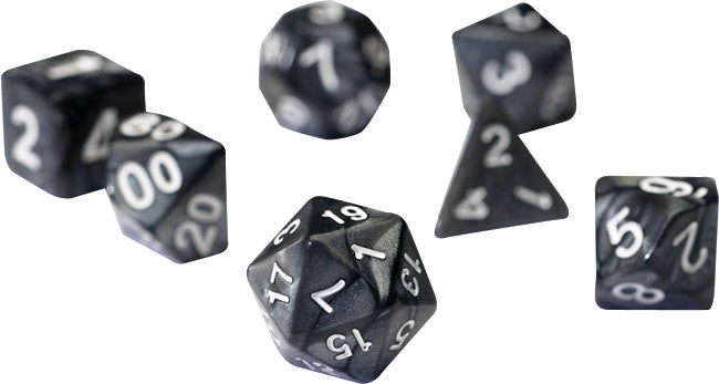 RPG Dice Set (7): Pearl Charcoal Grey Acrylic