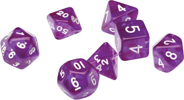 RPG Dice Set (7): Translucent Purple Resin