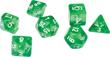 RPG Dice Set (7): Translucent Green Resin