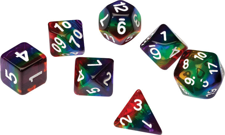 RPG Dice Set (7): Rainbow Translucent Resin