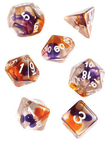 RPG Dice Set (7): Purple Orange Clear