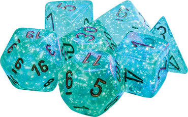 Borealis: Polyhedral Teal/gold Luminary 7-Die Set