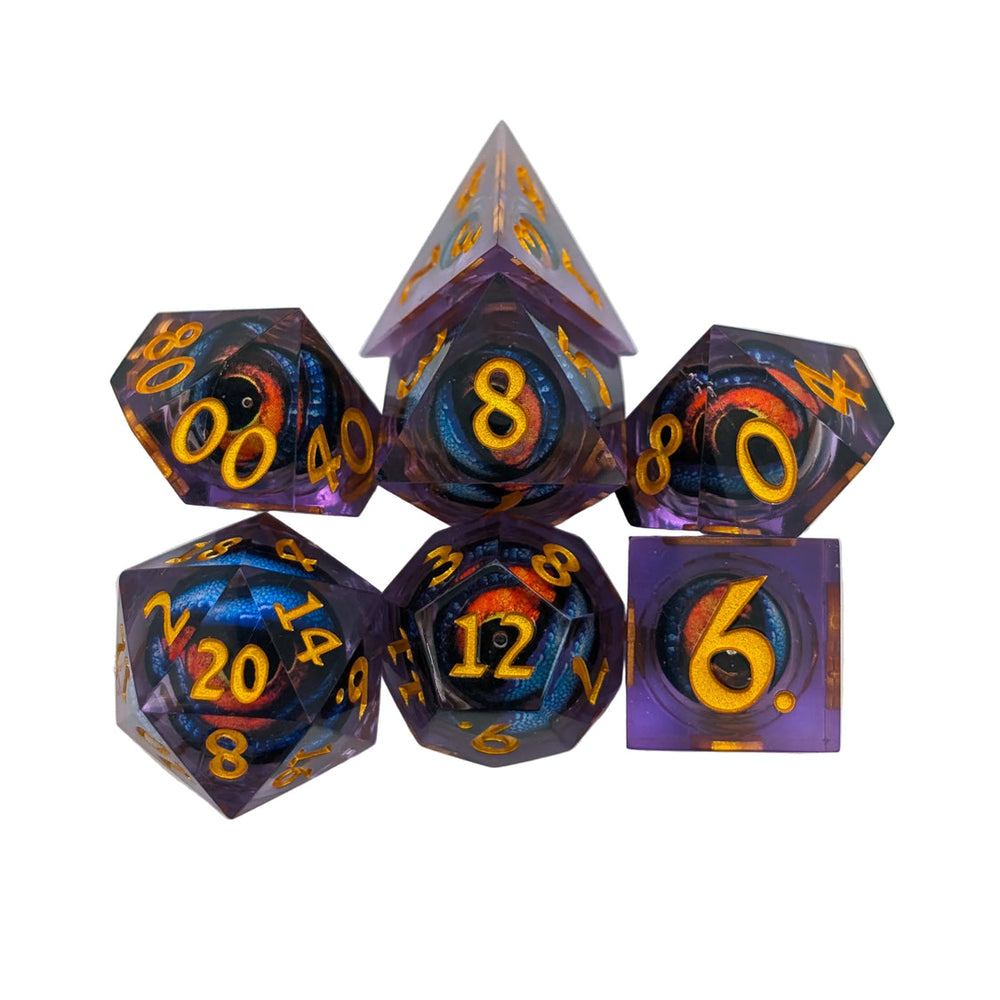 MDG: Dragon Eye Purple and Orange Liquid Core Dice Set