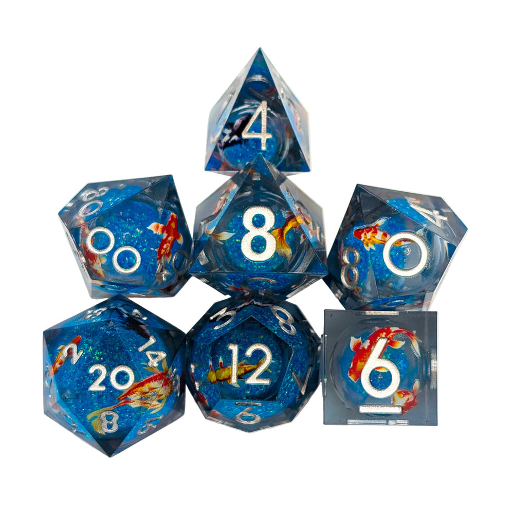 MDG: Print Koi Fish Silver Liquid Core Dice Set