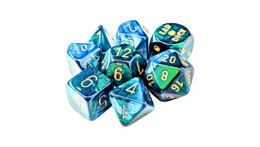 Chessex Lab Dice 10 Gemini Green Teal/Gold 7-Die Set
