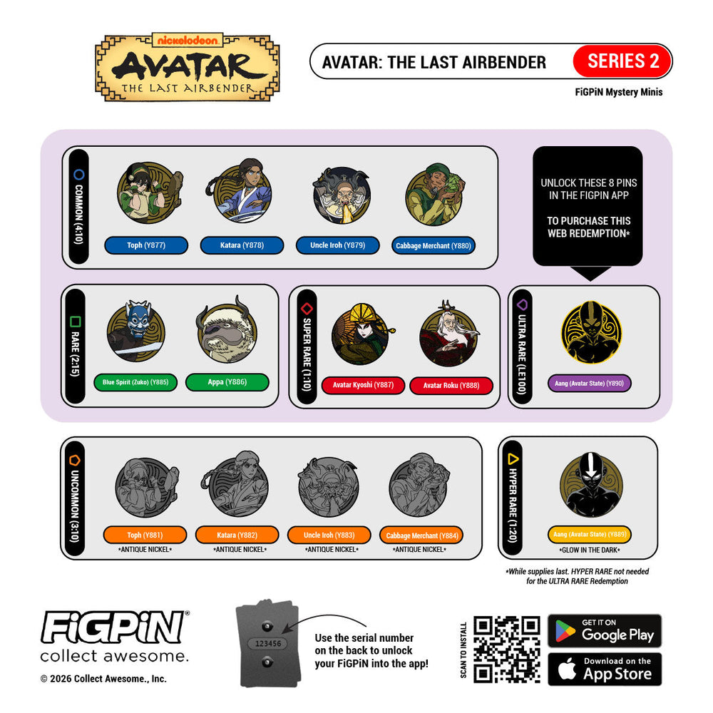 FIGPIN AVATAR THE LAST AIRBENDER SERIES 2 MYSTERY MINIS